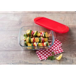 Gifi Plat à four rectangulaire en verre couvercle plastique Hot
