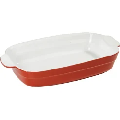 Gifi Plat à four rectangulaire avec poignées rouge et blanc Discount