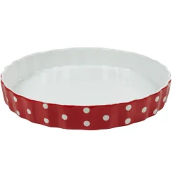 Gifi Plat à four rond rouge à pois blancs Hot
