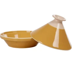 Gifi Plat à tajine en faïence jaune moutarde et blanc ivoire Online