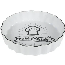 Gifi Plat à tarte blanc motif toque noire "From Chief" Hot