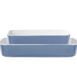 Gifi Plat cuisson rectangulaire exterieur bleu interieur blanc 1L 2L x2 Discount