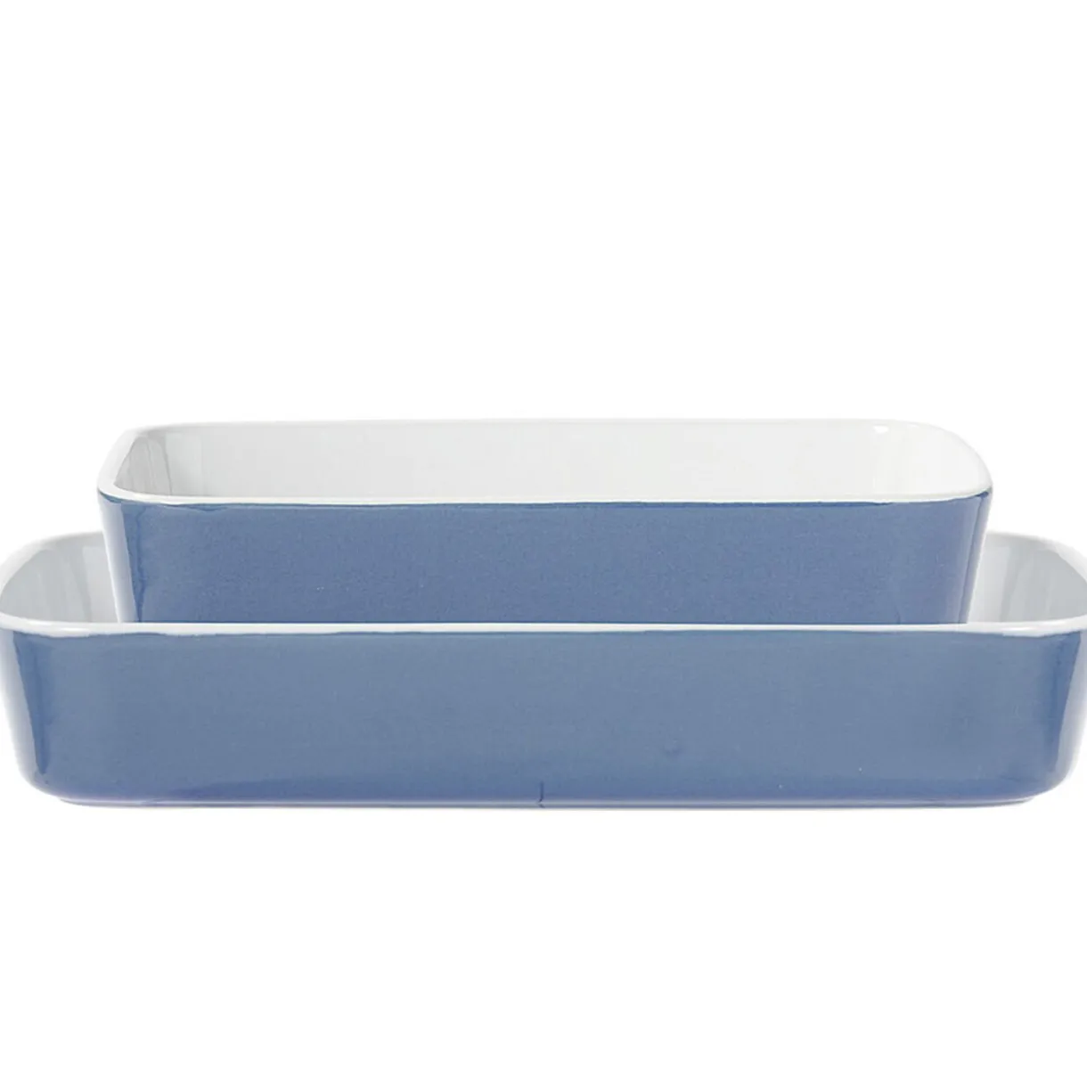 Gifi Plat cuisson rectangulaire exterieur bleu interieur blanc 1L 2L x2 Discount