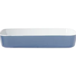 Gifi Plat cuisson rectangulaire exterieur bleu interieur blanc 1L 2L x2 Discount