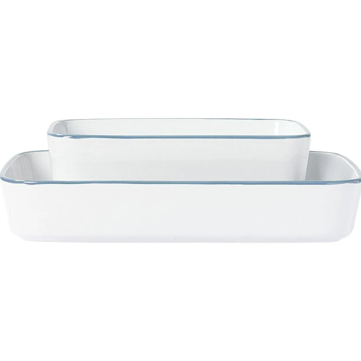 Gifi Plat cuisson rectangulaire blanc bordure bleue 1L et 2L x2 Hot