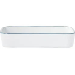 Gifi Plat cuisson rectangulaire blanc bordure bleue 1L et 2L x2 Hot