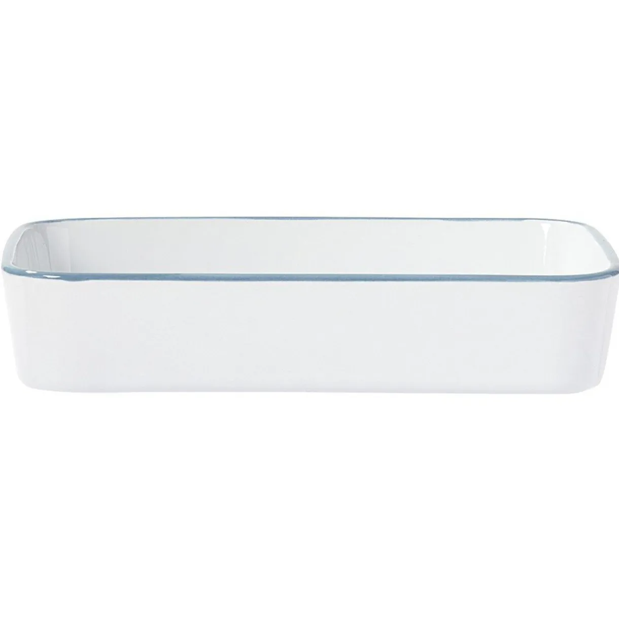 Gifi Plat cuisson rectangulaire blanc bordure bleue 1L et 2L x2 Hot