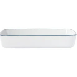 Gifi Plat cuisson rectangulaire blanc bordure bleue 1L et 2L x2 Hot