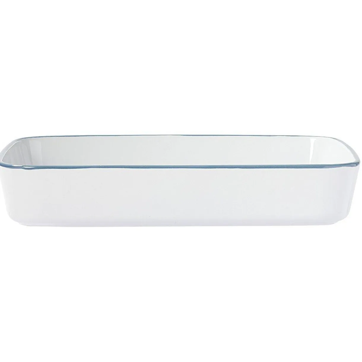 Gifi Plat cuisson rectangulaire blanc bordure bleue 1L et 2L x2 Hot