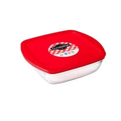 Gifi Plat de cuisson carré en verre avec couvercle en plastique 1 L Outlet