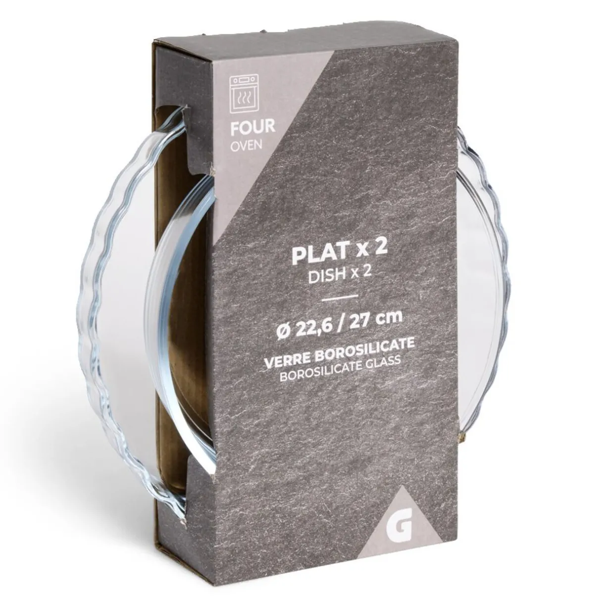 Gifi Plat en verre borosilicate x2 - Ø22,6cm et Ø27cm Best