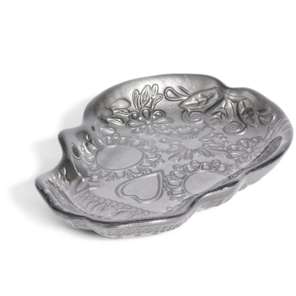 Gifi Plat Halloween tête de mort mexicaine en verre noir 15x11xH2cm Hot