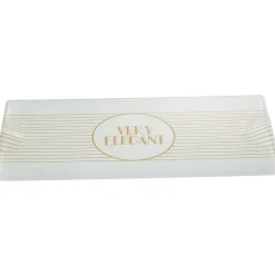 Gifi Plat rectangulaire blanc et doré Outlet