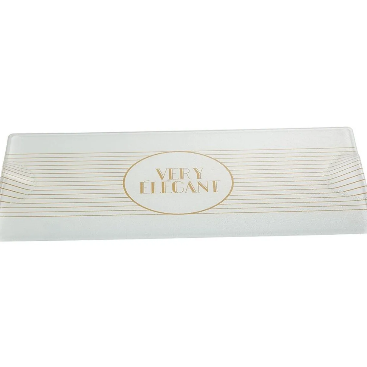 Gifi Plat rectangulaire blanc et doré Outlet