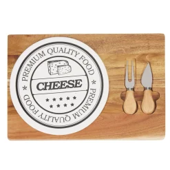 Gifi Plateau à fromage avec 2 couteaux intégrés New