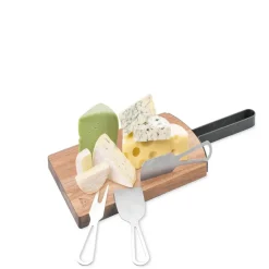 Gifi Plateau à fromage en bois avec 3 ustensiles inox 16x39cm Sale