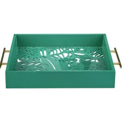 Gifi Plateau avec motif tropicaux découpe et fond en verre