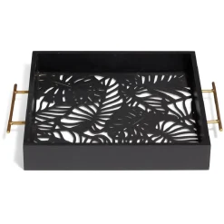 Gifi Plateau avec motif tropical ajouré et fond en verre