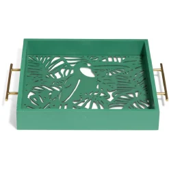 Gifi Plateau avec motif tropical ajouré et fond en verre