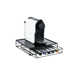 Gifi Plateau avec tiroir à capsules en métal noir Best