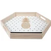 Gifi Plateau déco ananas or et pois noirs New