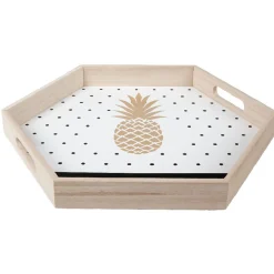 Gifi Plateau déco ananas or et pois noirs New