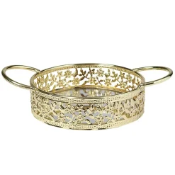 Gifi Plateau déco dorée fond en verre avec poignées