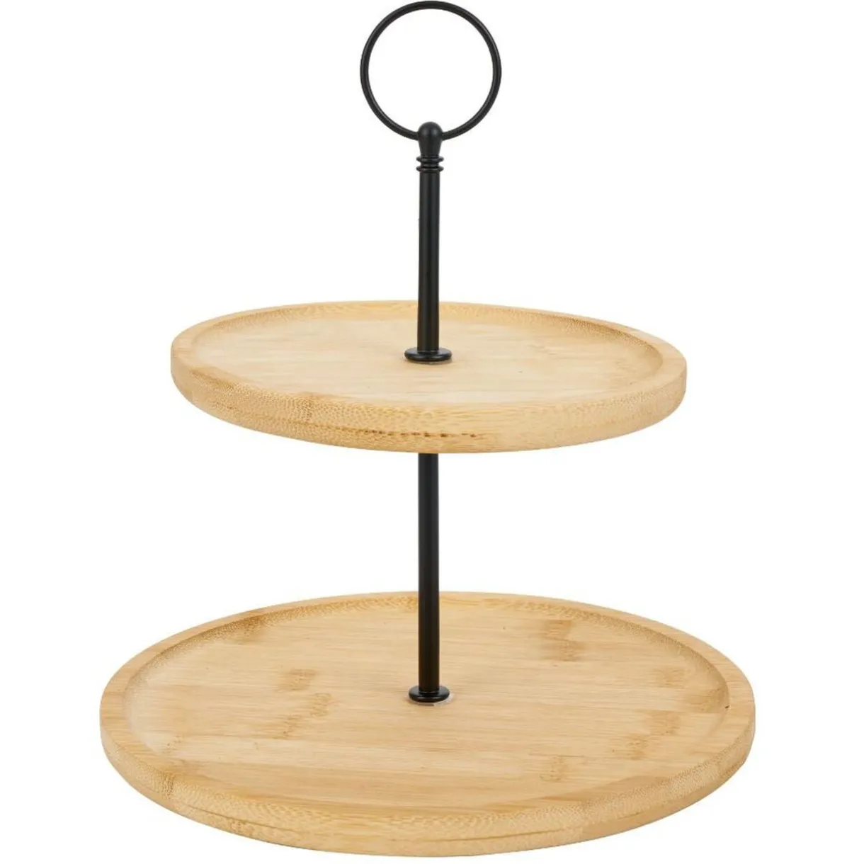 Gifi Plateau de présentation 2 niveaux en bambou et fer Ø16,5xH21,5cm Hot