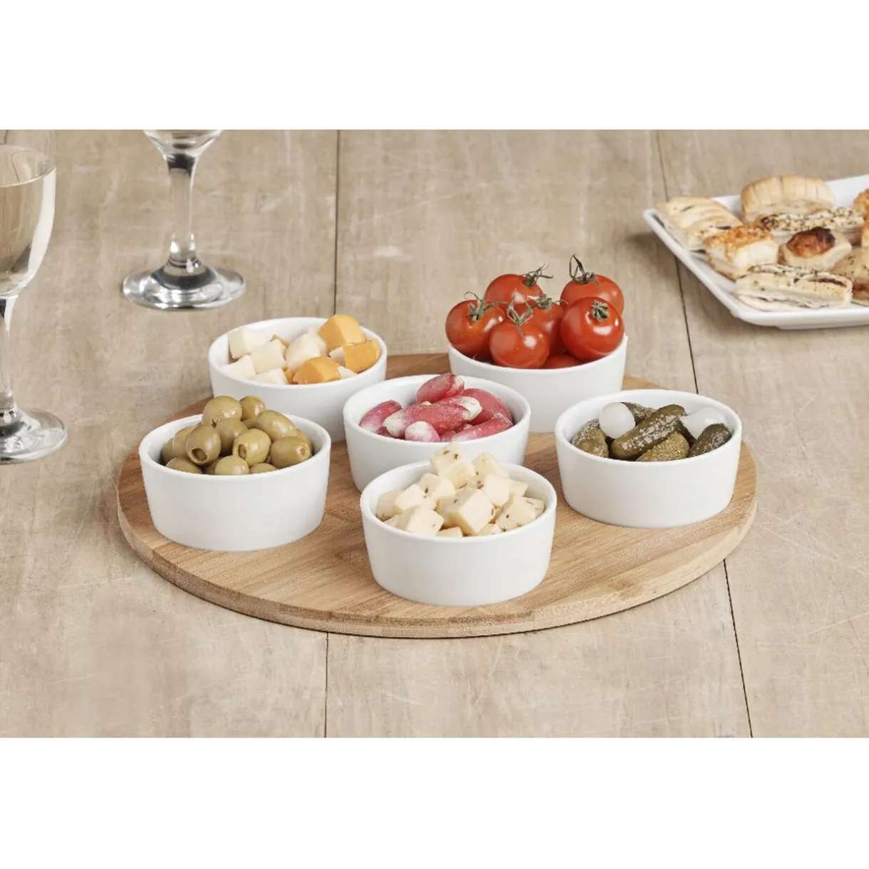 Gifi Plateau de service avec 6 coupelles blanches Clearance