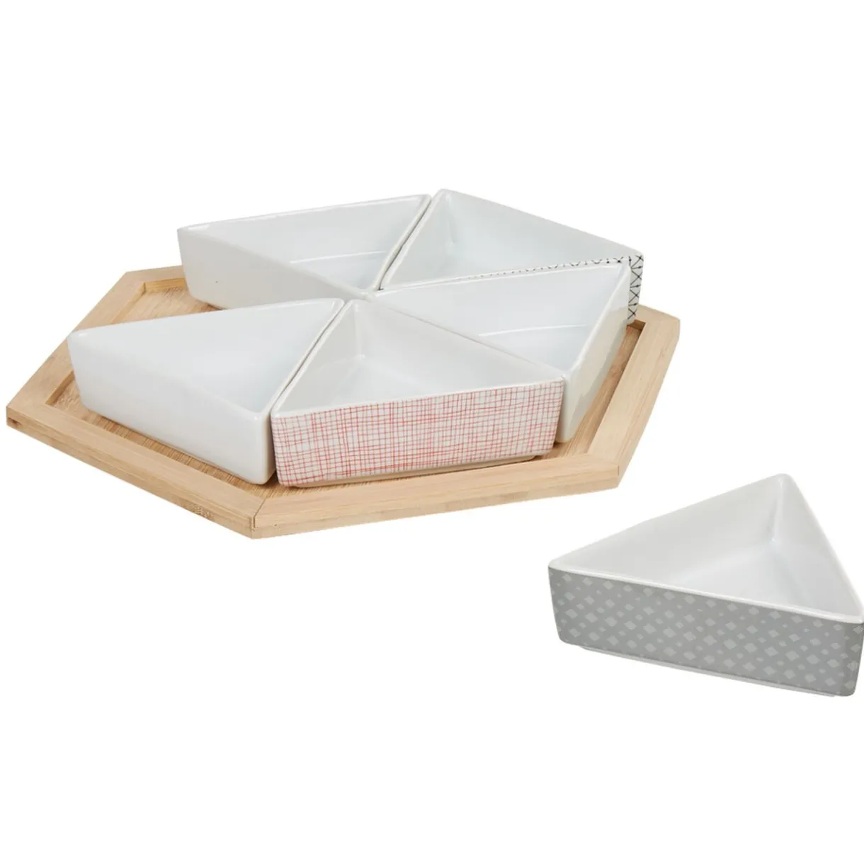 Gifi Plateau de service avec 6 coupelles triangles