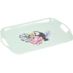 Gifi Plateau de service bleu motif oiseau tropical