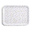 Gifi Plateau de service rectangulaire mélaminé blanc motif feuillage doré 21x28cm