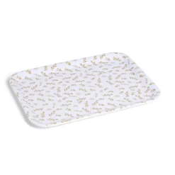 Gifi Plateau de service rectangulaire mélaminé blanc motif feuillage doré 21x28cm