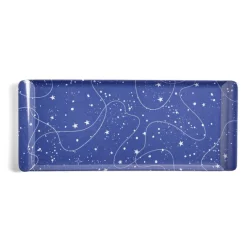 Gifi Plateau de service rectangulaire mélaminé bleu motif astral 18x37,5cm Hot