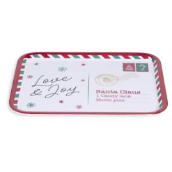 Gifi Plateau de service rectangulaire Noël mélaminé motif carte postale 19x37,5cm Discount
