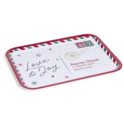 Gifi Plateau de service rectangulaire Noël mélaminé motif carte postale 19x37,5cm Discount