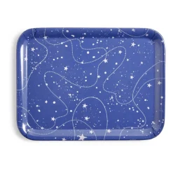 Gifi Plateau de service rectangulaire mélaminé bleu motif astral 21,7x28,7cm Best