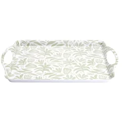 Gifi Plateau rectangulaire blanc motif feuillage vert sauge 34x50,5cm Online