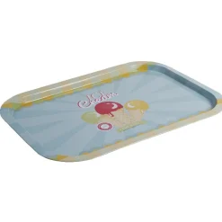 Gifi Plateau rectangulaire métal décor glace multicolore