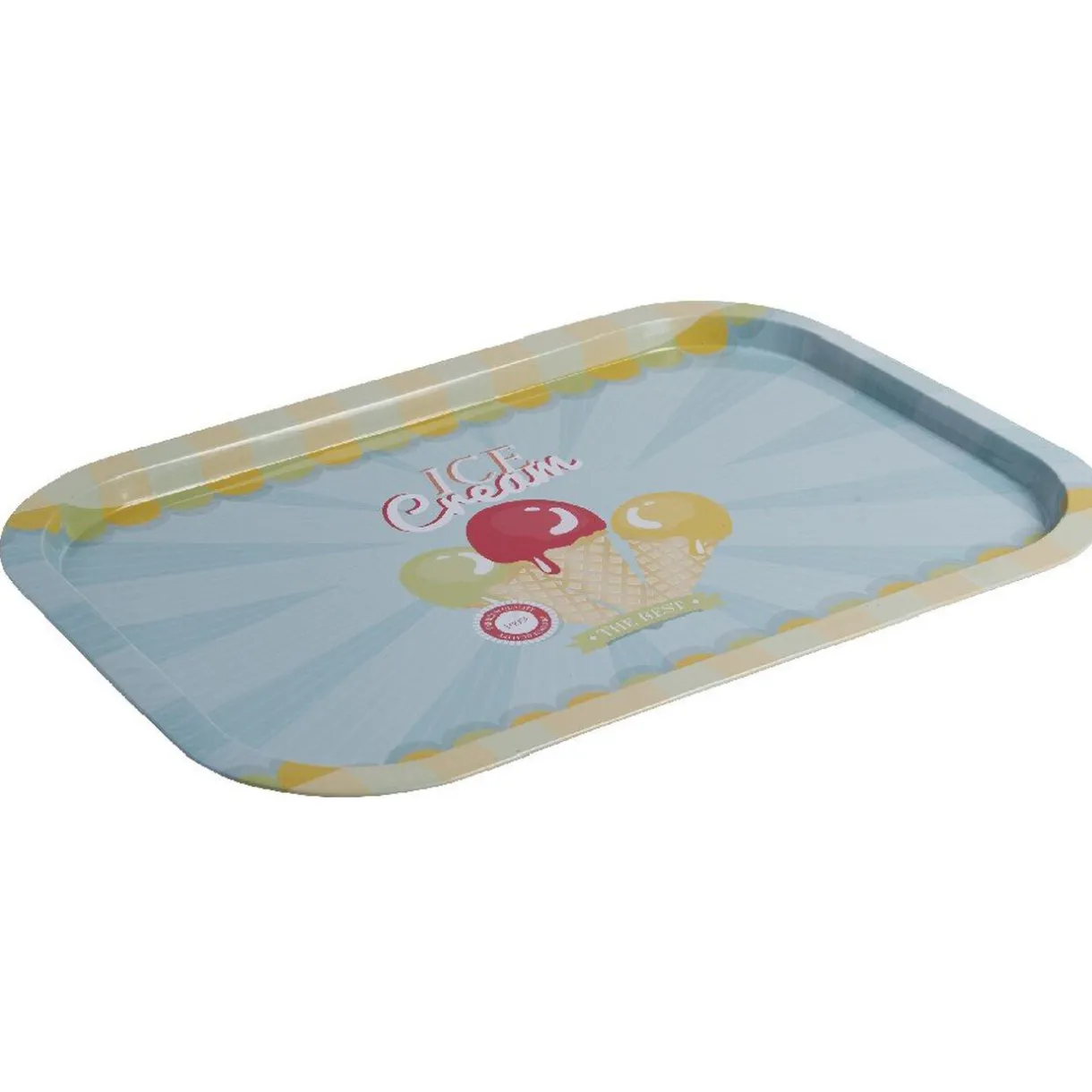 Gifi Plateau rectangulaire métal décor glace multicolore