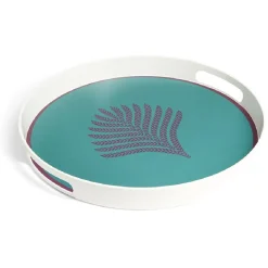 Gifi Plateau rond feuille exotique mélaminé vert Ø34,5xH4,1cm Best