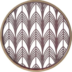 Gifi Plateau rond inspiration orientale en métal et bois rouge ou gris