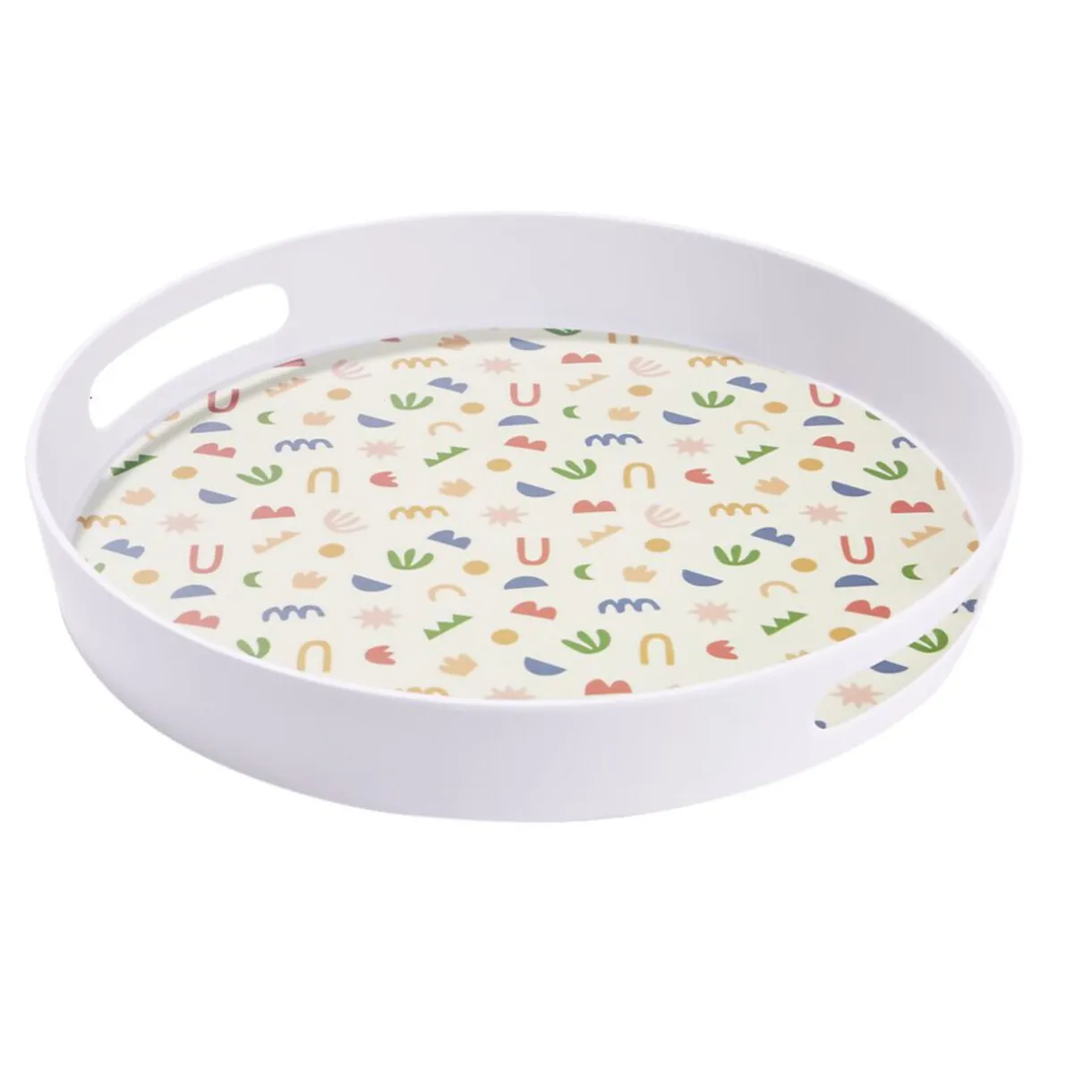 Gifi Plateau rond mélaminé motif matisse blanc et multicolore Ø34,5xH5cm Clearance