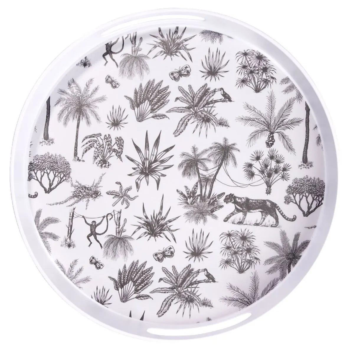 Gifi Plateau rond mélaminé motif savane blanc et noir Ø34,5xH5cm Online