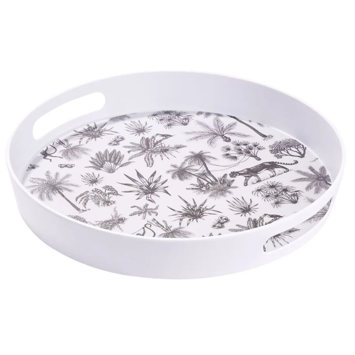 Gifi Plateau rond mélaminé motif savane blanc et noir Ø34,5xH5cm Online
