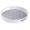 Gifi Plateau rond mélaminé motif géométrique blanc et bleu Ø34,5xH5cm New