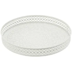 Gifi Plateau rond métal motif mandala rose gris ou vert