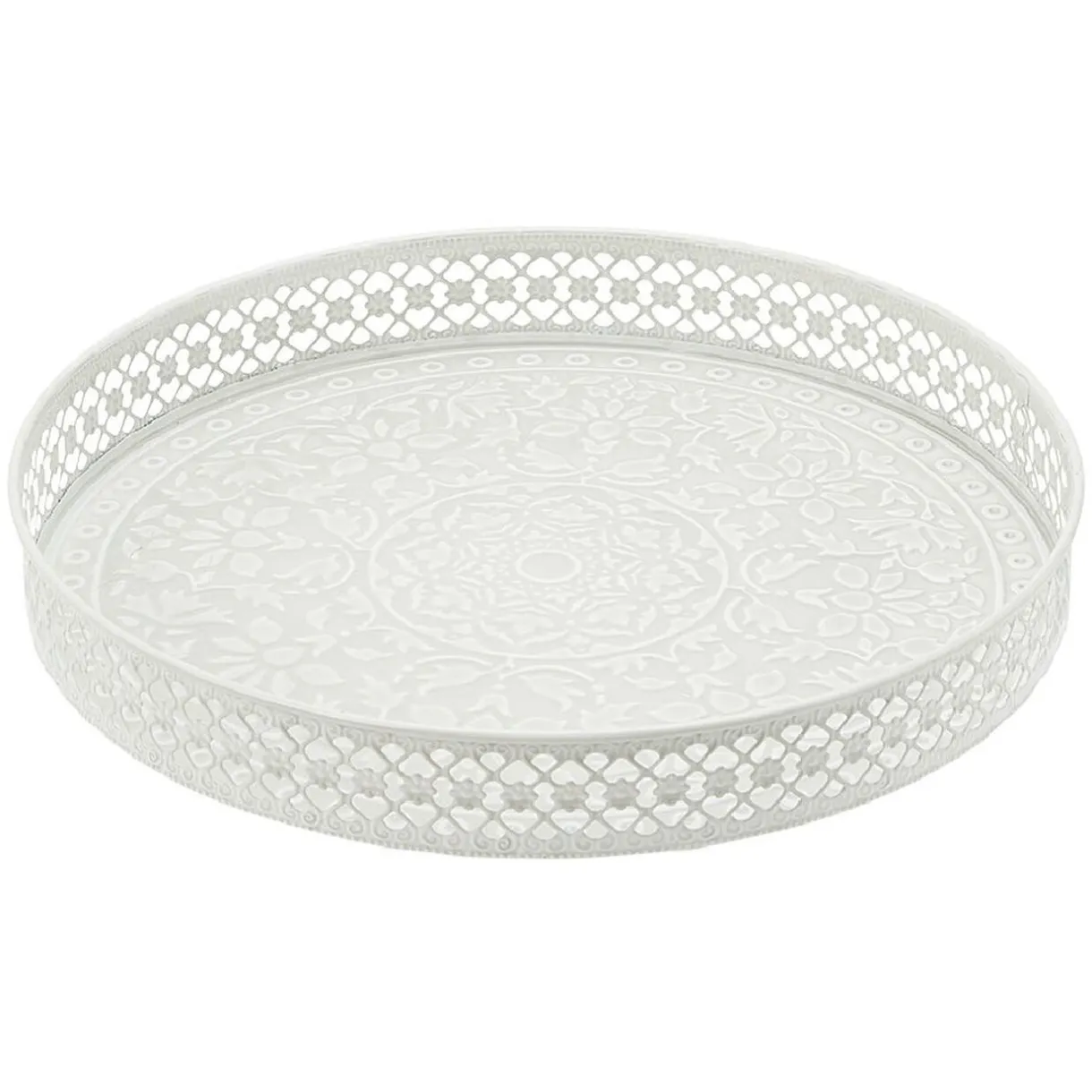 Gifi Plateau rond métal motif mandala rose gris ou vert