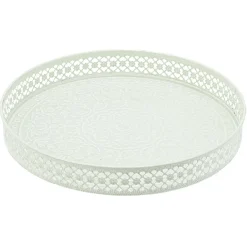 Gifi Plateau rond métal motif mandala rose gris ou vert