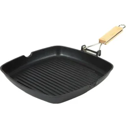 Gifi Poêle grill carré manche en bois amovible tous feux Sale